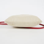 Hermes Aline Mini Beige Canvas Red Leather Shoulder Bag Used 08E082090008