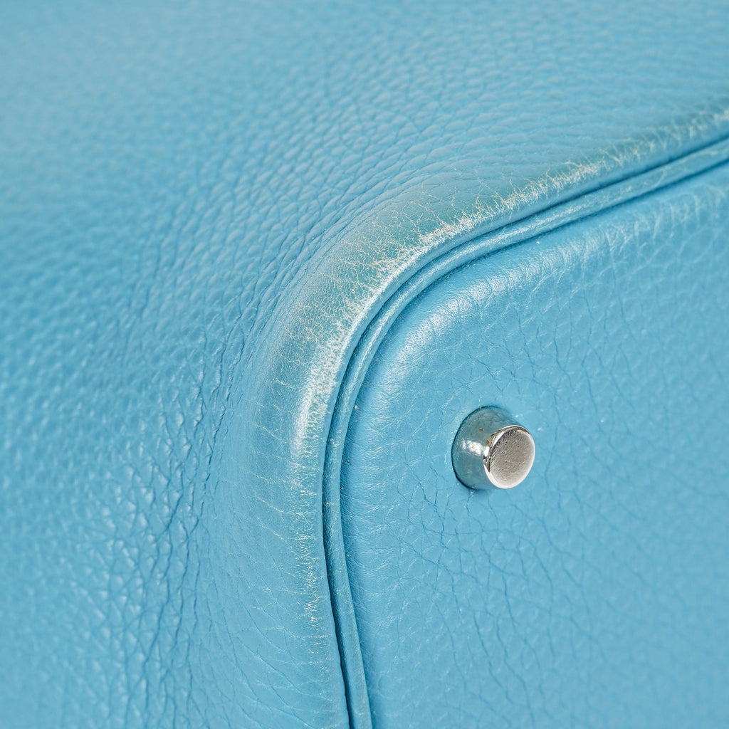 HERMES Picotin PM Blue Jean Clemence Leather Hand Tote Bag Used 07A1520592031