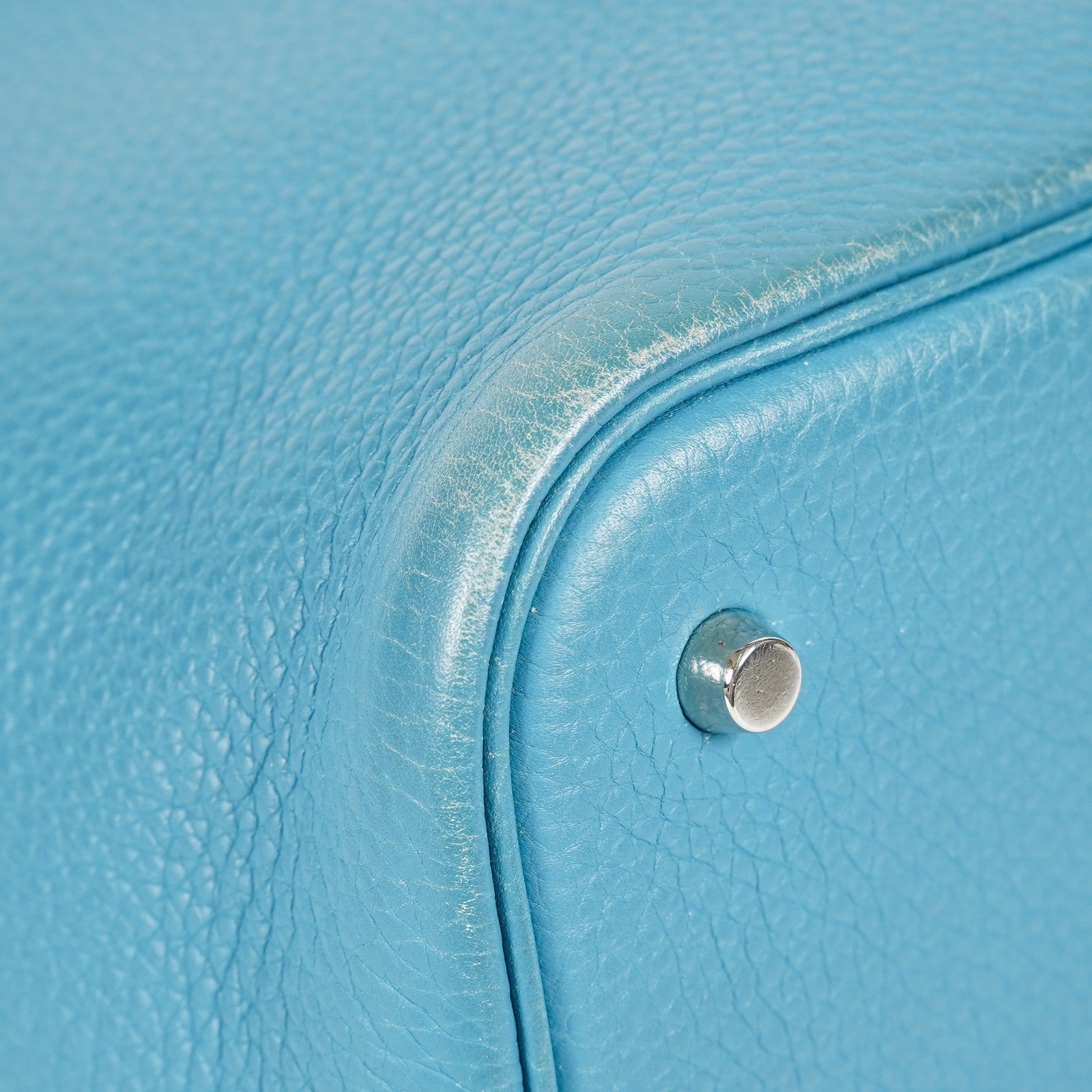 HERMES Picotin PM Blue Jean Clemence Leather Hand Tote Bag Used 07A1520592031