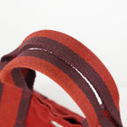 Hermes Fourre-Tout PM Red Canvas Leather Tote Bag Used Vintage 09E05825011
