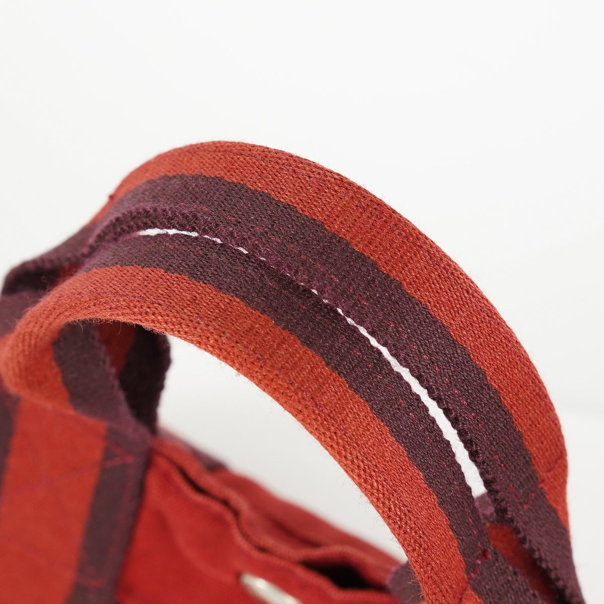 Hermes Fourre-Tout PM Red Canvas Leather Tote Bag Used Vintage 09E05825011