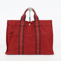 Hermes Fourre Tout GM Tote Bag Brick Red Canvas Used Vintage Women 07E16715009