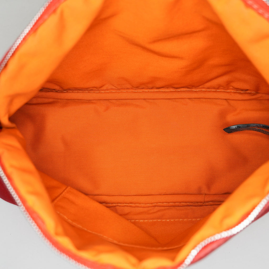 Hermes Bolide Pouch 27 Red Canvas Leather Trim Zip Cosmetic Bag Used 08E26825007