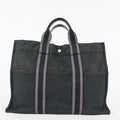 Hermes Fourre-Tout MM Black Canvas Used Tote Shoulder Bag 09M42736508
