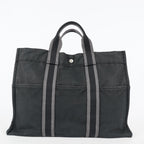 Hermes Fourre-Tout MM Black Canvas Used Tote Shoulder Bag 09M42736508
