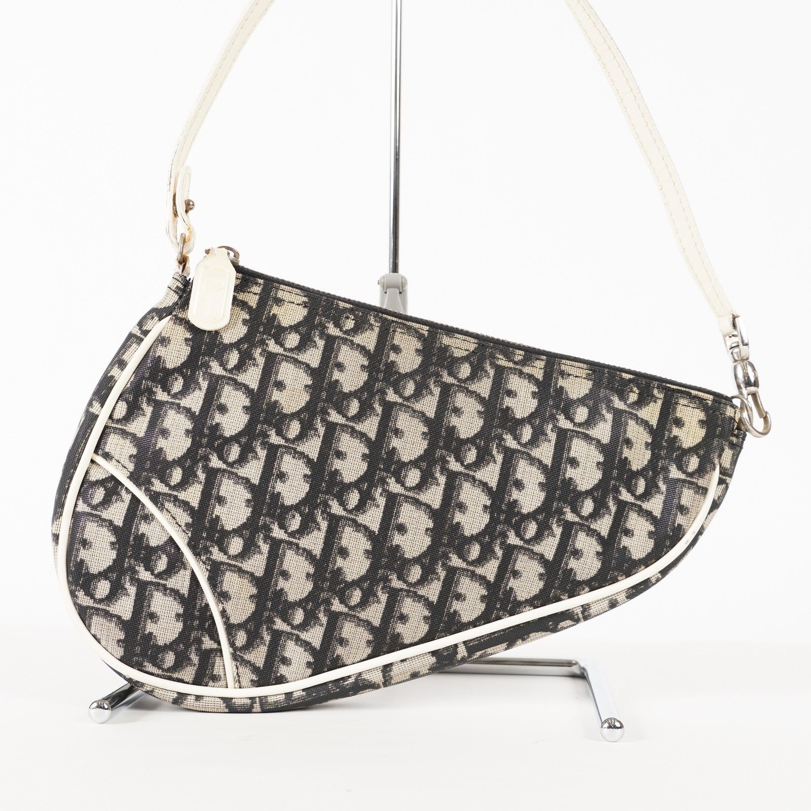  CHRISTIAN DIOR Monogram Mini Saddle Pochette Navy/Black 01E215720008