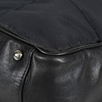 CHANEL Chocolate Bar Nylon Mini Boston Handbag Black Silver HW Used 07E314180008