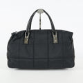 Chanel Chocolate Bar Nylon Mini Boston Bag 35cm Black Silver HW 07E314180008