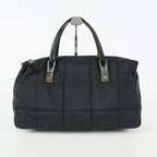 Chanel Chocolate Bar Nylon Mini Boston Bag 35cm Black Silver HW 07E314180008