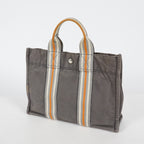 Hermes Fourre-Tout PM Tote Bag Canvas Gray Used Vintage Handbag 07E13825007