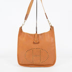 Hermes Evelyne PM Shoulder Crossbody Bag Gold Tan Clemence Leather 07E1311440010