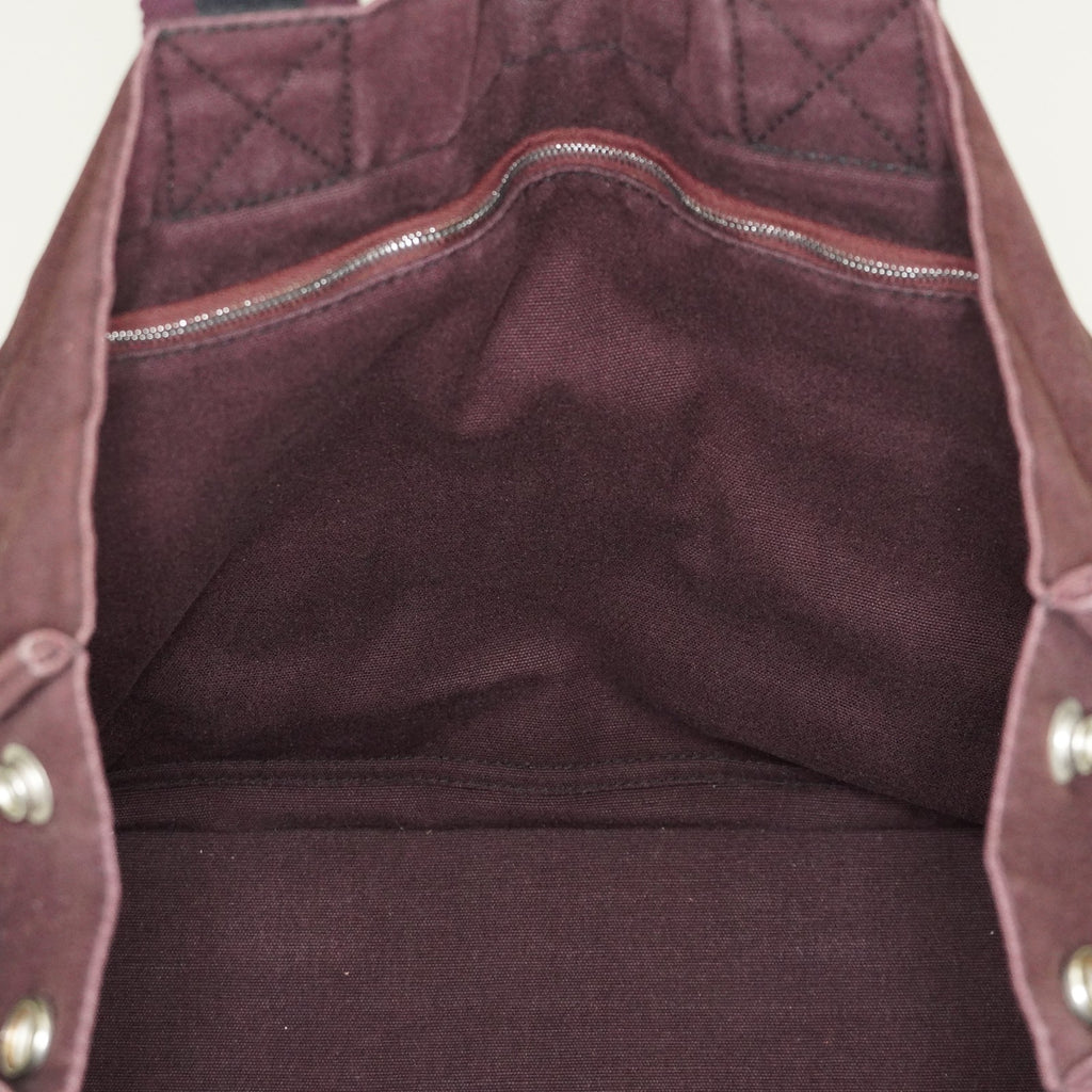 Hermes Fourre-Tout GM Bordeaux Black Canvas Tote Bag Handbag Used 08E06825008