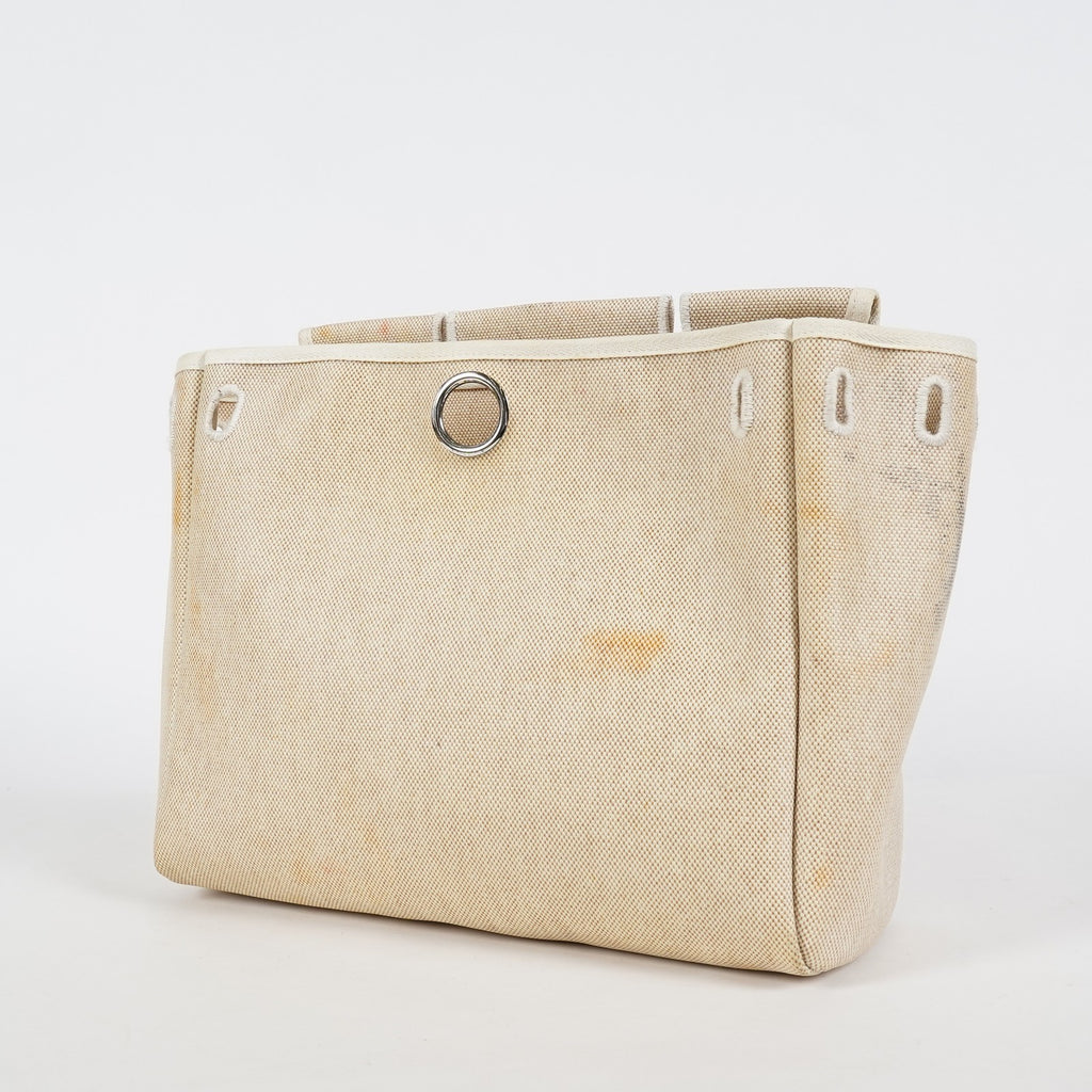Hermes Herbag Ado PM Backpack Beige Canvas Leather 2way Bag Used 07E404730012