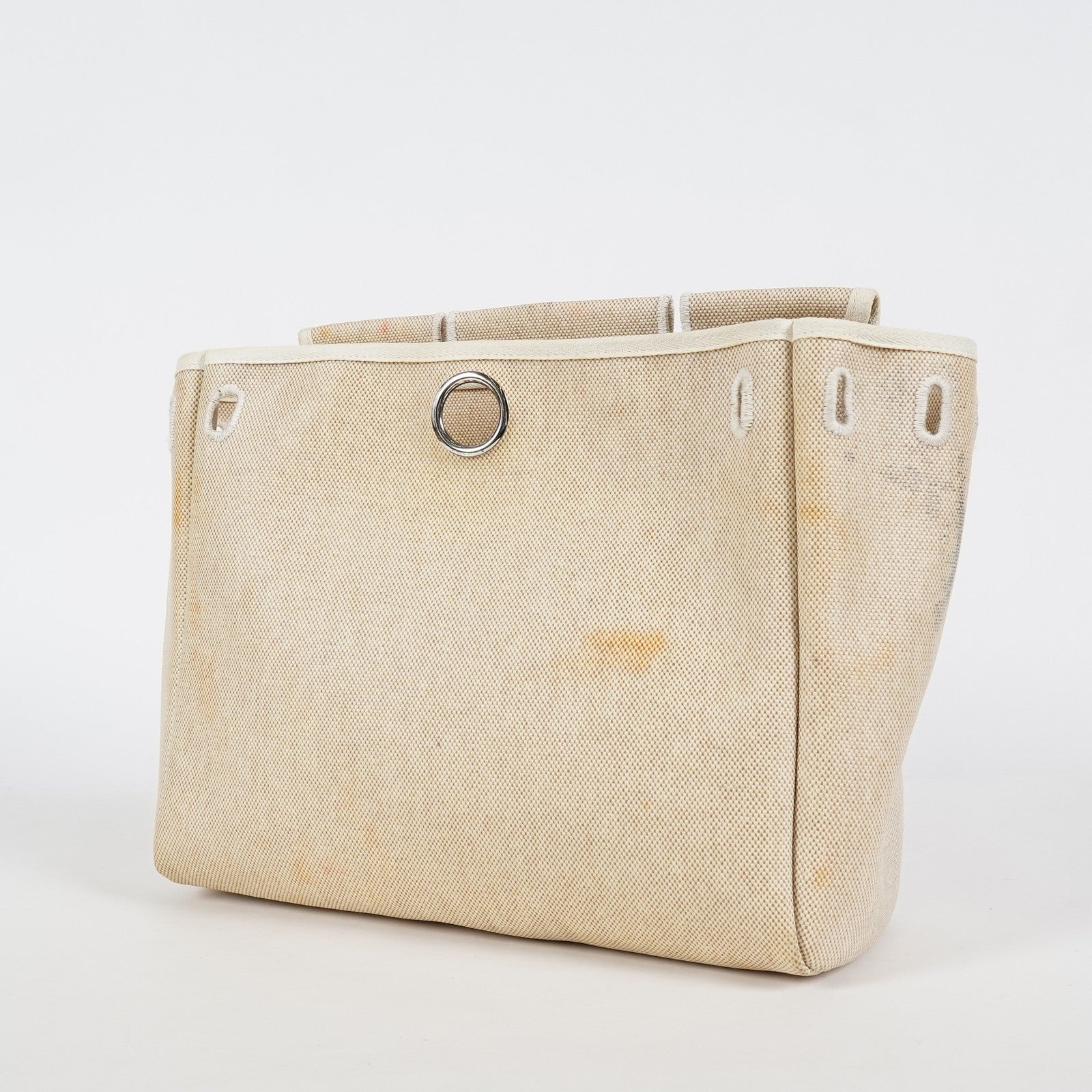 Hermes Herbag Ado PM Backpack Beige Canvas Leather 2way Bag Used 07E404730012