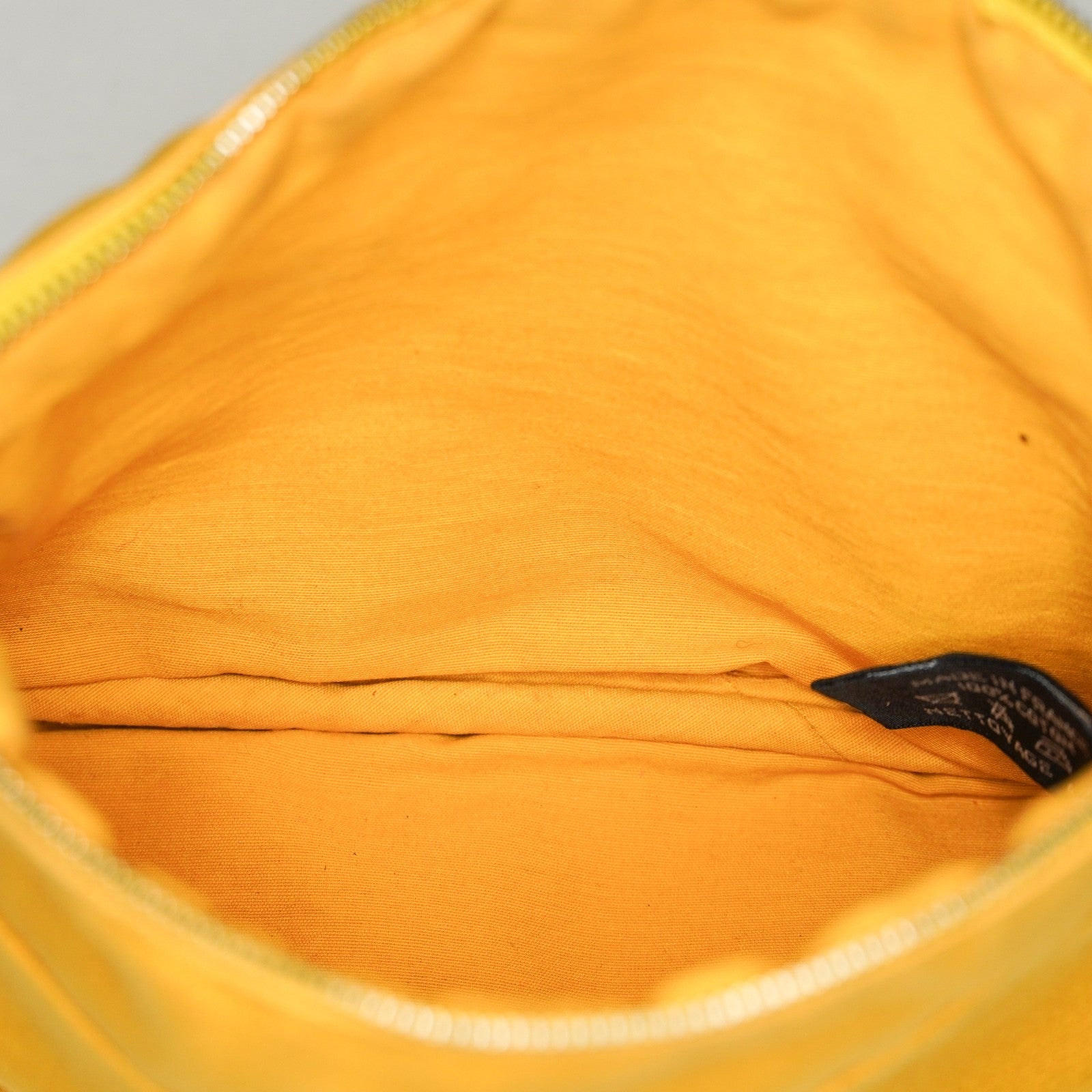 Hermes Bolide Pouch 23 Yellow Canvas Leather Trim Zip Pouch Bag Used 08E33825007