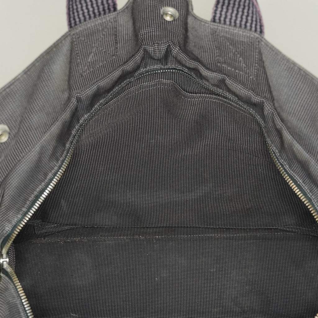 Auth Hermes Herline Tote MM Gray Canvas Silver HW Vintage Purse Used 07E22605005