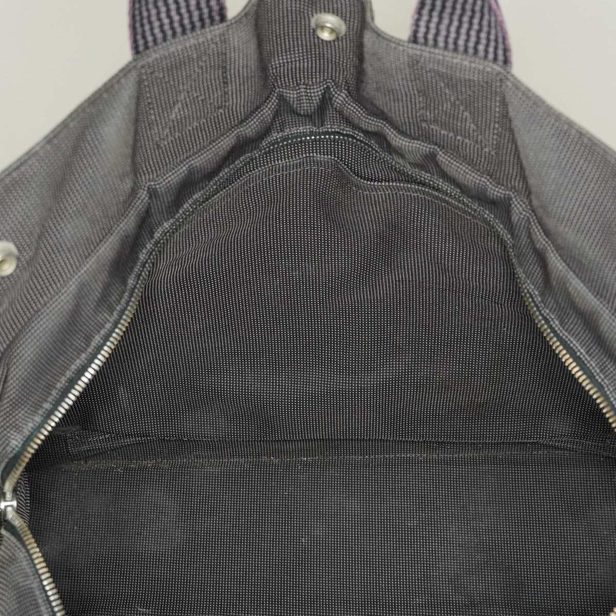 Auth Hermes Herline Tote MM Gray Canvas Silver HW Vintage Purse Used 07E22605005