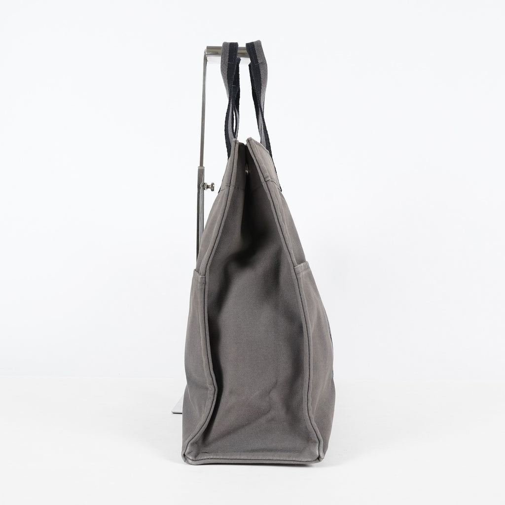 Hermes Fourre-Tout GM Gray Black Canvas Tote Bag Purse Used Vintage 08E11825007