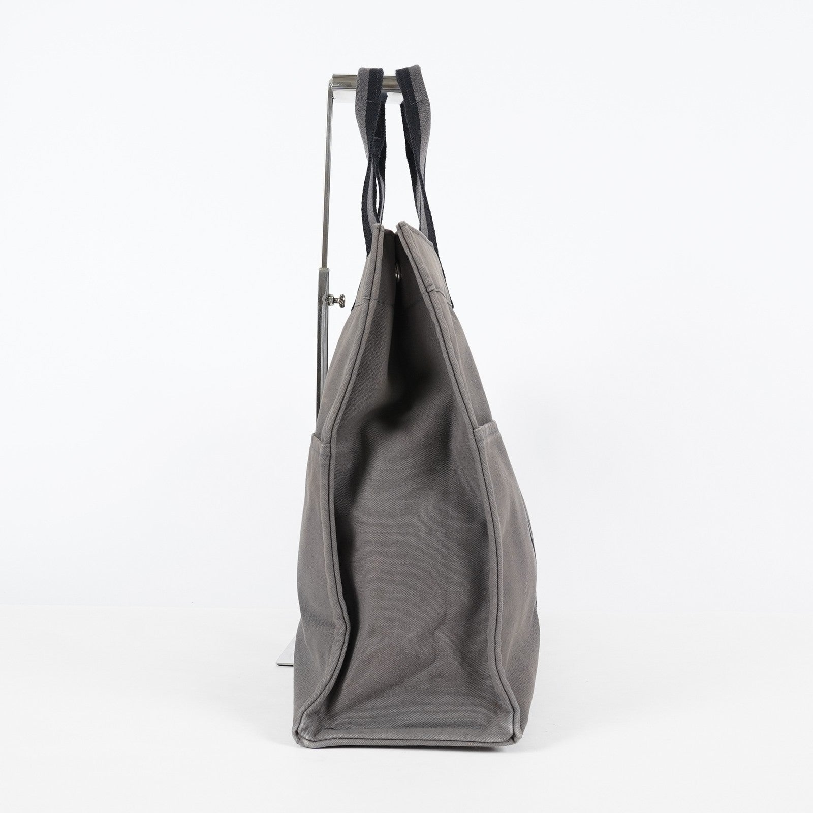 Hermes Fourre-Tout GM Gray Black Canvas Tote Bag Purse Used Vintage 08E11825007