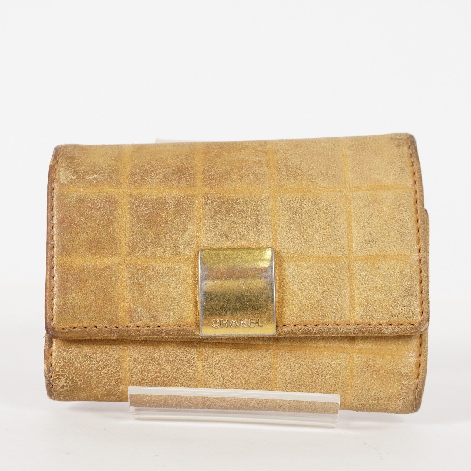 CHANEL Chocolate Bar Lambskin Camel Wallet XY199