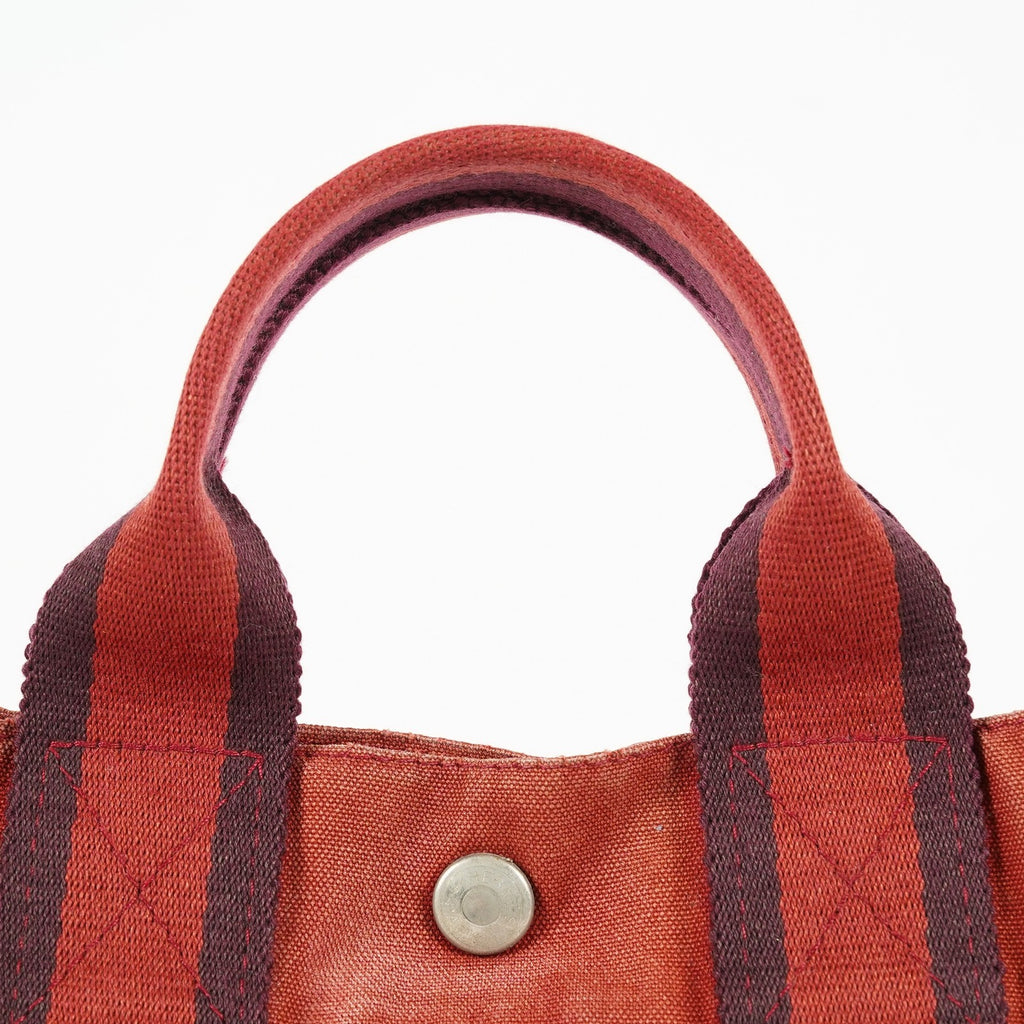 Hermes Fourre-Tout TPM Red Canvas Tote Bag Used Vintage Auth 09E06385011