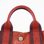 Hermes Fourre-Tout TPM Red Canvas Tote Bag Used Vintage Auth 09E06385011