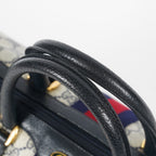 Gucci Vintage GG Supreme Sherry Web Mini Boston Bag Navy Leather 07E043410017