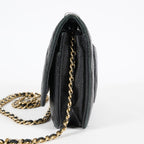 Chanel Caviar Quilted Wallet On Chain WOC Black Crossbody Bag Gold 07E2620790012