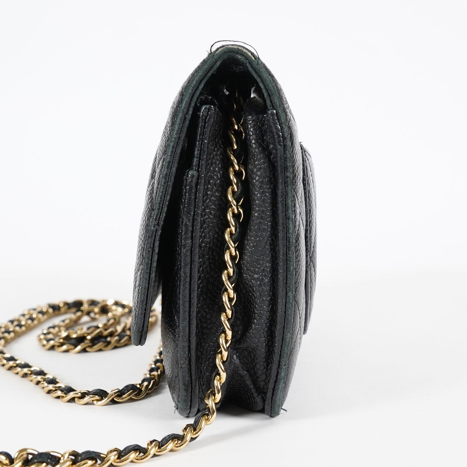Chanel Caviar Quilted Wallet On Chain WOC Black Crossbody Bag Gold 07E2620790012