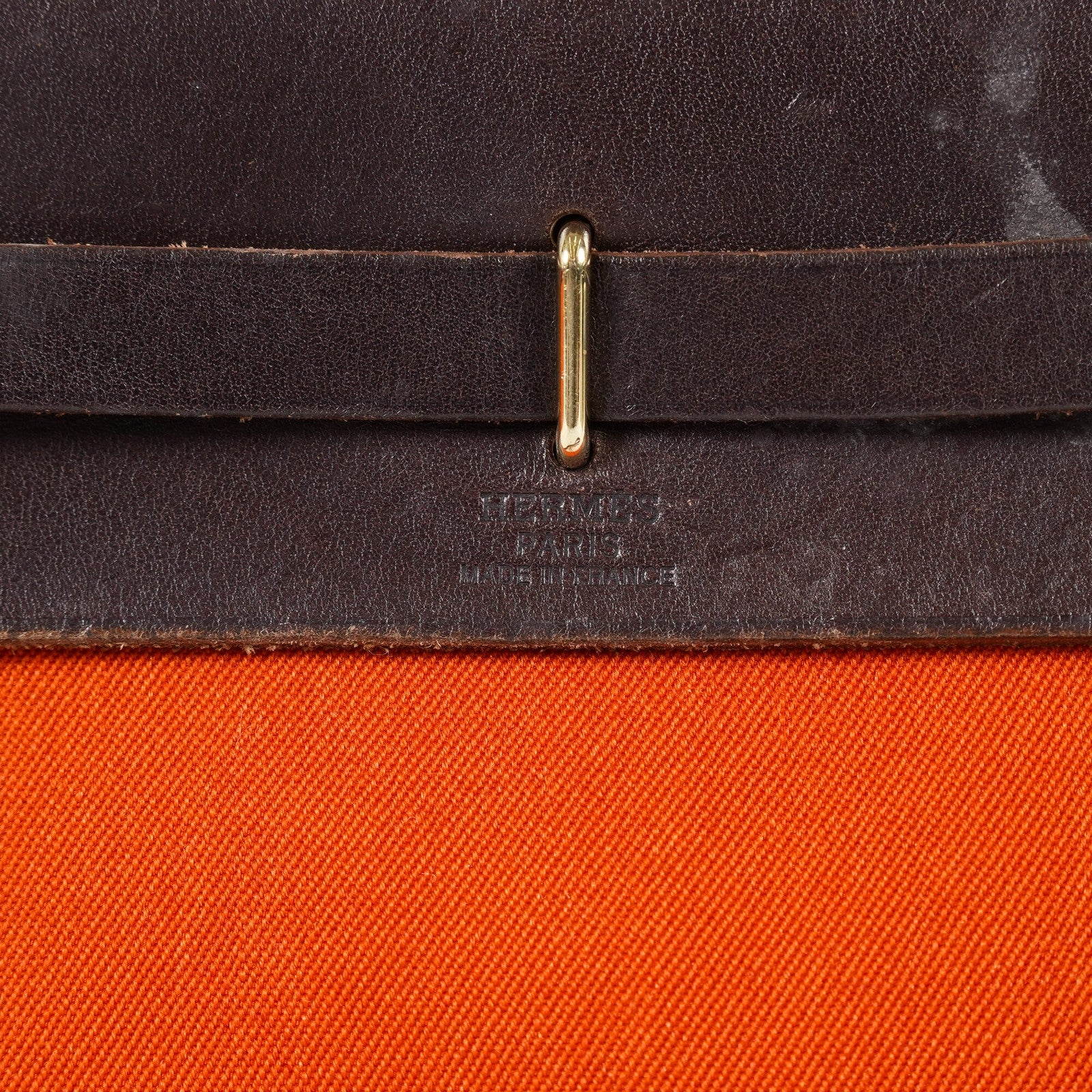 Hermes Herbag TPM Toile Canvas Leather Orange 2way Handbag Bag 07E275500012
