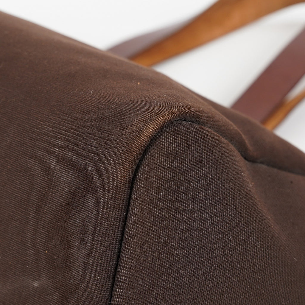HERMES Herbag Cabas PM Brown Canvas & Leather Tote Bag Used Vintage 07A185720031