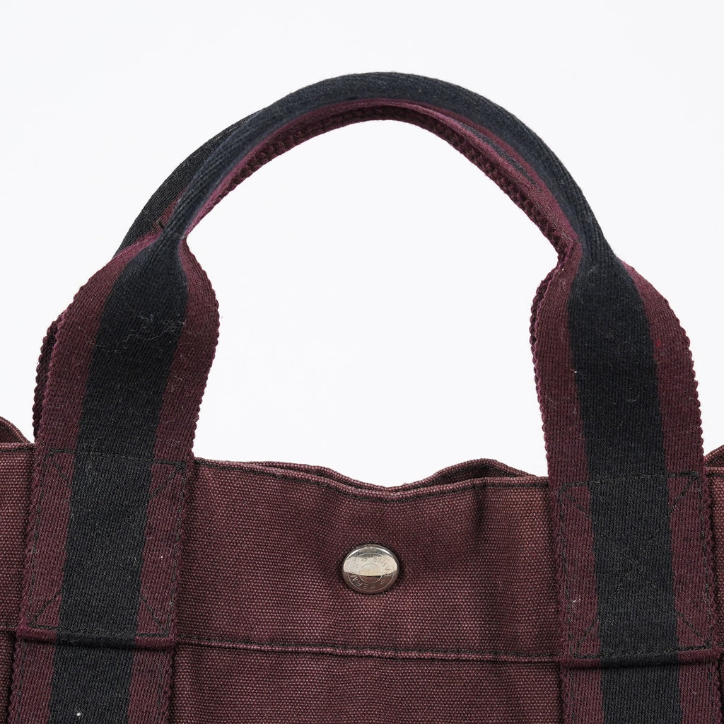 Hermes Fourre-Tout GM Bordeaux Black Canvas Tote Bag Handbag Used 08E06825008