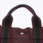 Hermes Fourre-Tout GM Bordeaux Black Canvas Tote Bag Handbag Used 08E06825008
