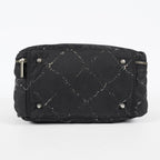 Chanel Travel Line Tote 26 Black Nylon Jacquard Hand Bag Used 07E131155015