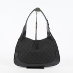 Gucci GG Canvas Shoulder Bag 30cm Black Leather Trim Vintage Used 07E263740009