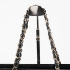 CHANEL CC Logo Chain Shoulder Tote Bag Patent Leather Vintage Black 03E255170011