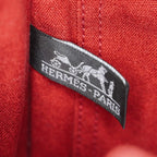 Hermes Fourre-Tout PM Red Canvas Leather Tote Bag Used Vintage 09E05825011