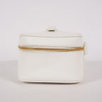 Chanel Caviar Skin White Vanity Case Cosmetic Pouch CC Logo Used 06E105830030
