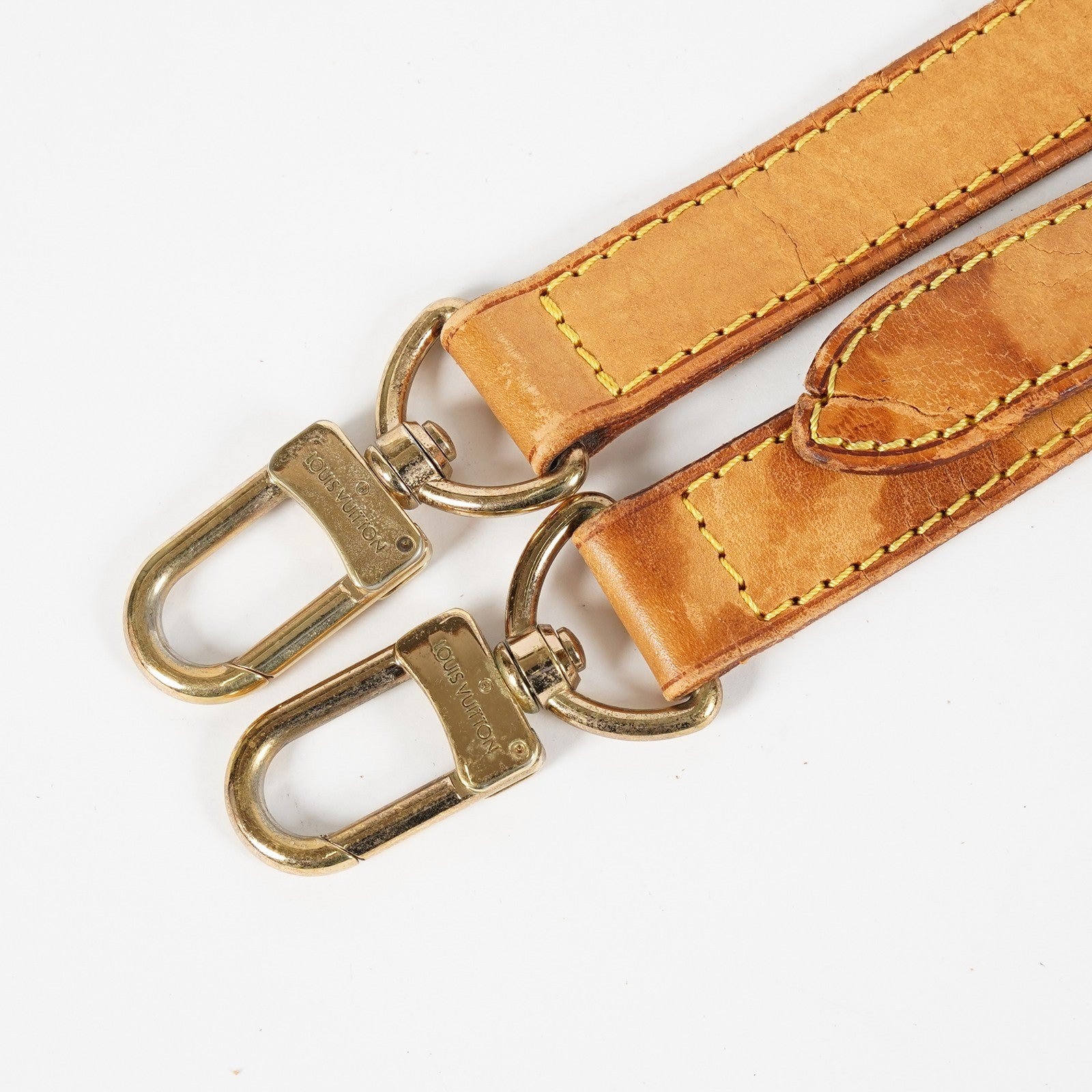 Auth Louis Vuitton Vachetta Leather Shoulder Strap Adjustable Tan Vintage XY266