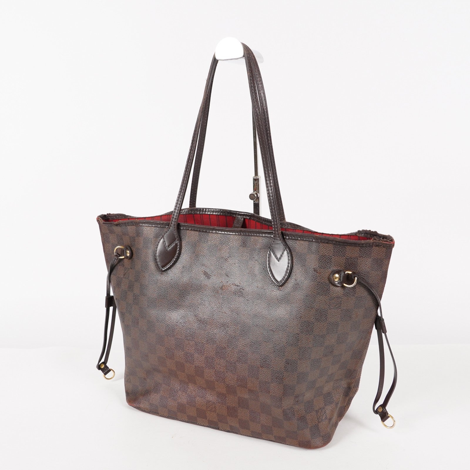Louis Vuitton Neverfull MM Damier Ebene Red Interior Tote 05E053410016