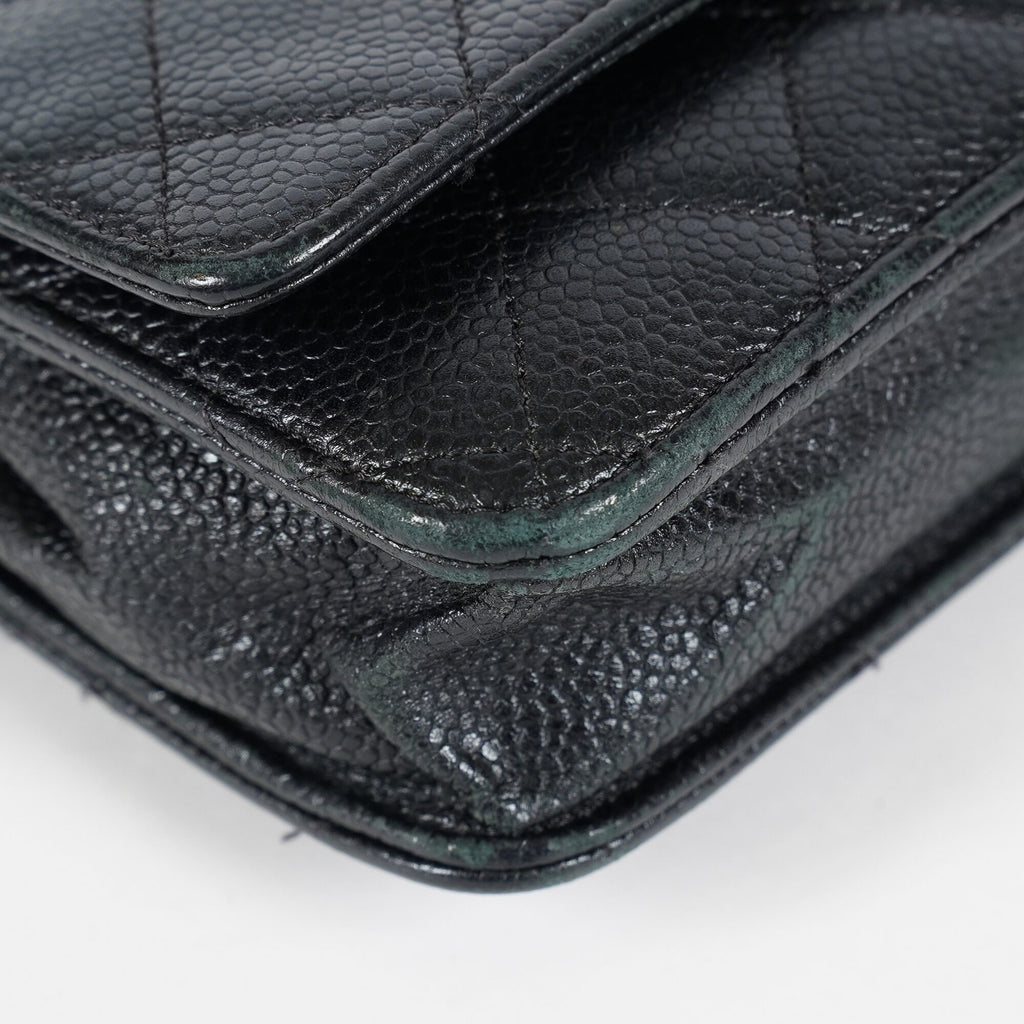 Chanel Caviar Quilted Wallet On Chain WOC Black Crossbody Bag Gold 07E2620790012