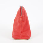 Hermes Bolide Pouch 27 Red Canvas Leather Trim Zip Cosmetic Bag Used 08E26825007