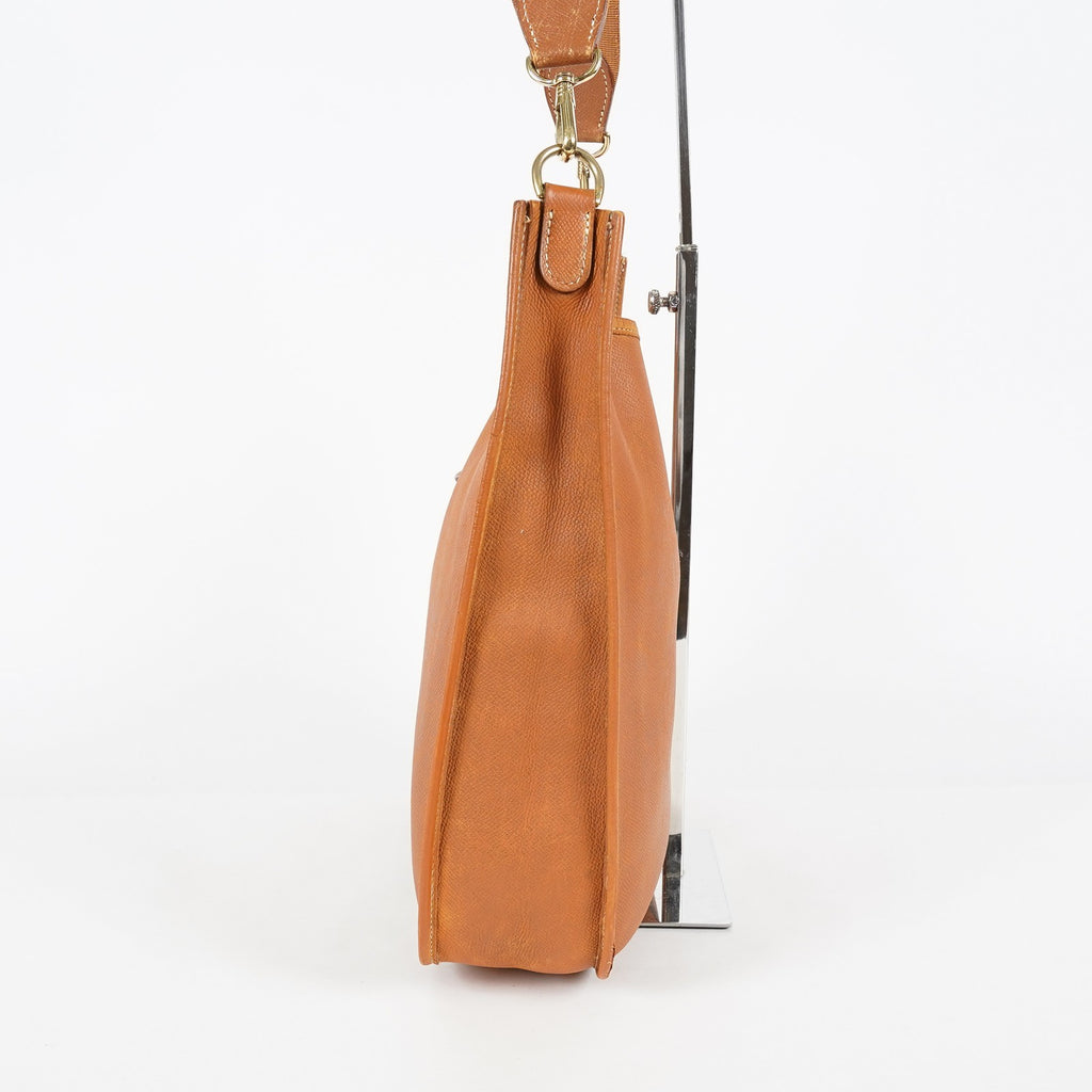 Hermes Evelyne PM Shoulder Crossbody Bag Gold Tan Clemence Leather 07E1311440010