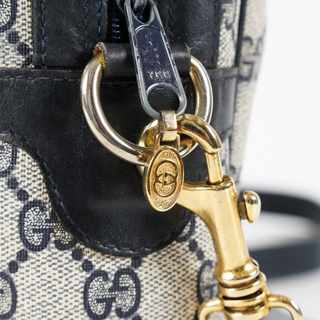 GUCCI Vintage Sherry Line GG Canvas Mini Boston Bag Navy Web 08E393190010