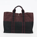 Hermes Fourre-Tout GM Bordeaux Black Canvas Tote Bag Handbag Used 08E06825008