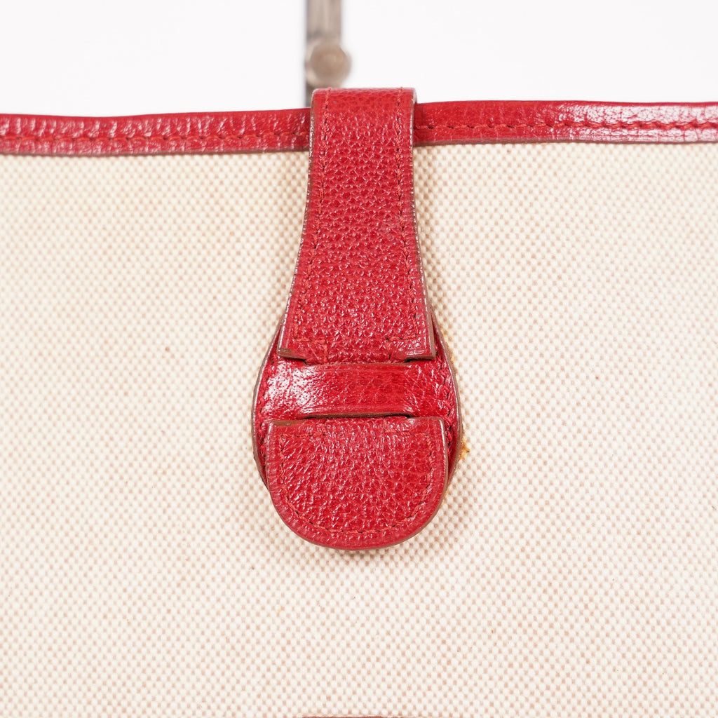 Hermes Rouge Red Taurillon Clemence Leather and Canvas Evelyne 06E0113310019