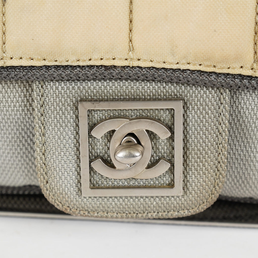 Chanel Chocolate Bar Quilted Turn Lock Shoulder Bag Beige Leather 07E317370012