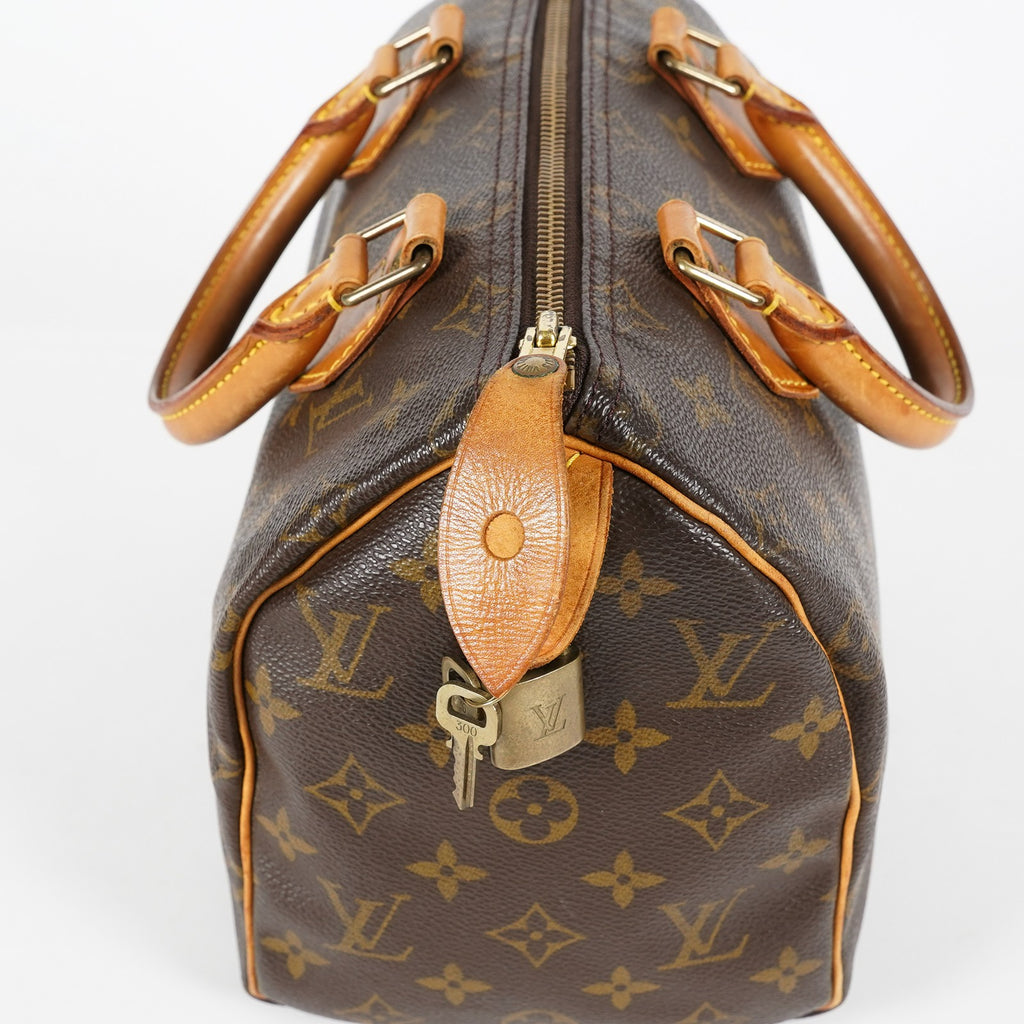 Louis Vuitton Monogram Speedy 25 Handbag M41528 Brown Vintage Used 07E037150029