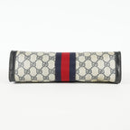 Gucci GG Supreme Clutch Bag 29cm Navy Canvas Leather Used Auth 09E20935010