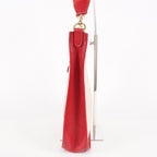 Hermes Rouge Red Taurillon Clemence Leather and Canvas Evelyne 06E0113310019